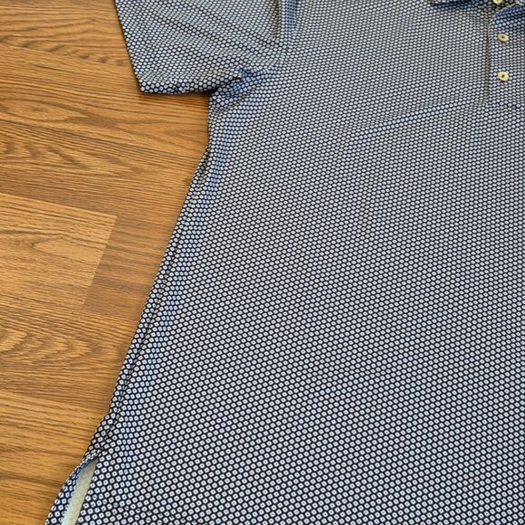 Peter Millar Polo Shirt Mens Medium Purple Diamond AOP Summer Comfort Lake Golf - Picture 4 of 14